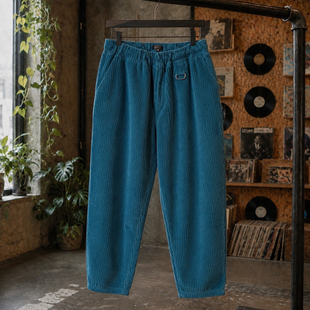 BoohooMAN Skate Corduroy Pants Teal Blue Baggy Streetwear 30 Tall